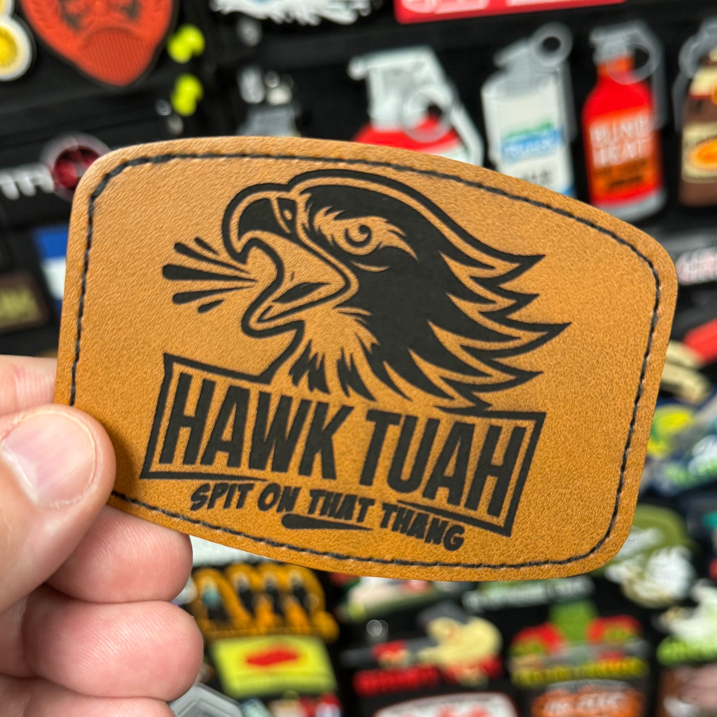Hawk Tuah leather patch
